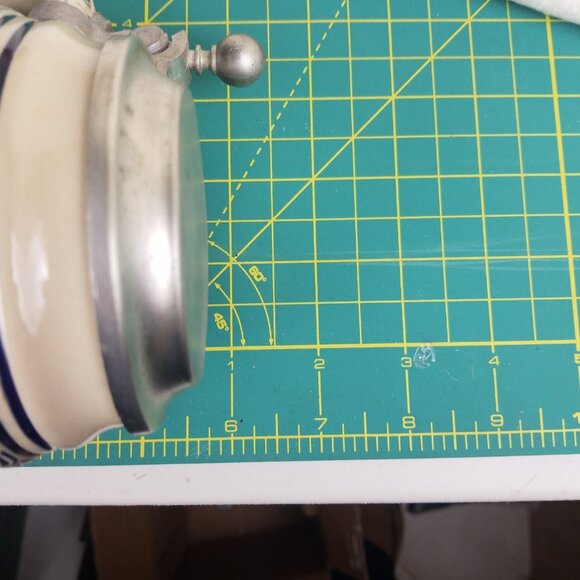 Beer Stein Pewter Lid Vtg Gerz West Germany Blue‎ And Beige tavern scene - Picture 11 of 11